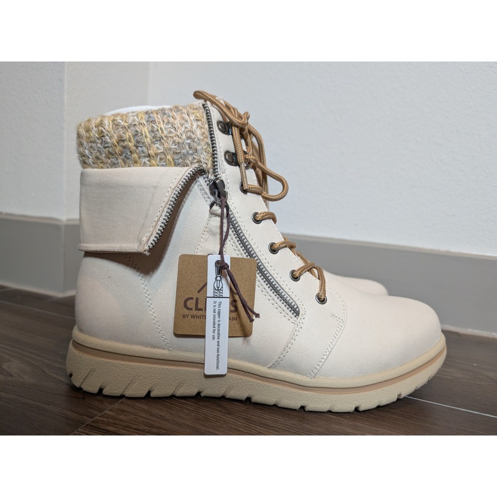 Cliffs by White Mountain‎ Women 10W Hope Fabric Sweater Lace Up Boots Wide